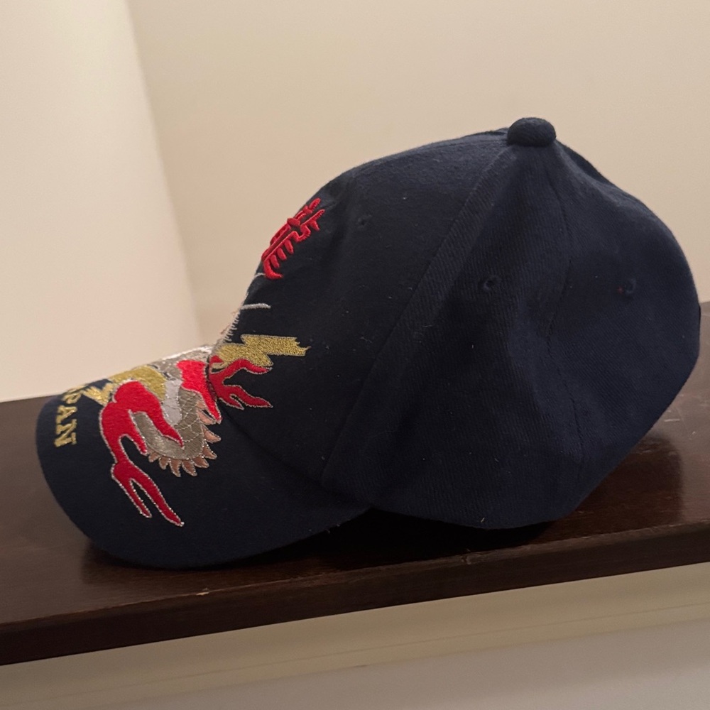 Navy Dragon Embroidered Japan Cap - Picture 6 of 6